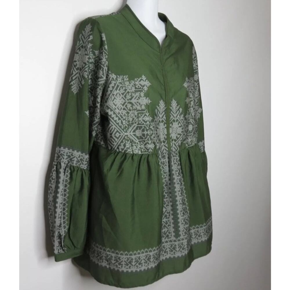 Konrad Joseph Peasant Blouse Womens Size S Green olive Boho